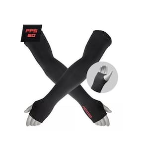 Manguito Preto Proteção Uv50+ Ciclismo Compressão Tempestal