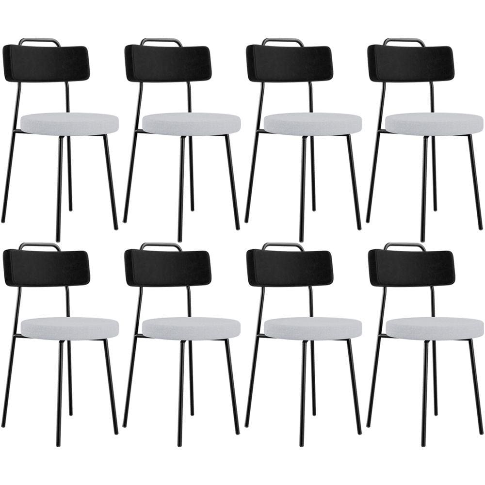 Kit 08 Cadeiras Decorativa Estofada Sala Jantar Barcelona L02 Couríssimo Preto Linho Cinza - Lyam