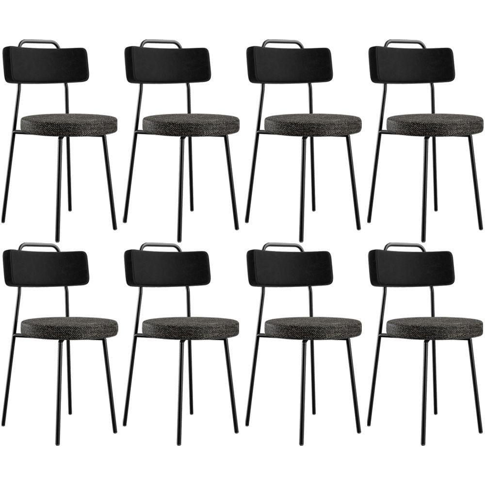 Kit 08 Cadeiras Decorativa Estofada Sala Jantar Barcelona L02 Couríssimo Preto Linho Chumbo - Lyam