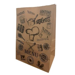 100 Sacos Kraft Delivery Sem Alça Menu de Papel G (32x30x19)