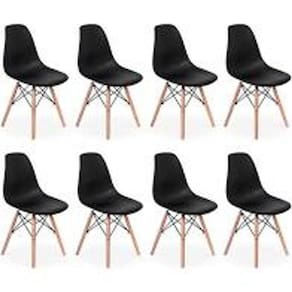 Kit - 8 X Cadeiras Charles Eames Eiffel Dsw - Base De Madeir