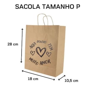 Kit 100 Sacolas Kraft P Alça Torcida Delivery Person