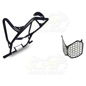 Kit Protetor De Farol Coyote + Protetor De Motor E Carenagem Coyote Preto Com Pedais - Tenere 250 Todos Os Anos