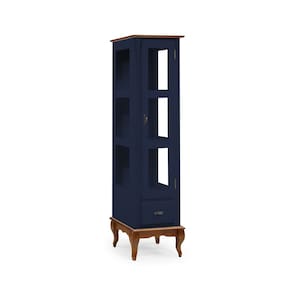 Cristaleira 1 Porta e Laterais em Vidro 2 Prateleiras 60111 Linz Móveis - Azul Petróleo/Imbuia Glazer