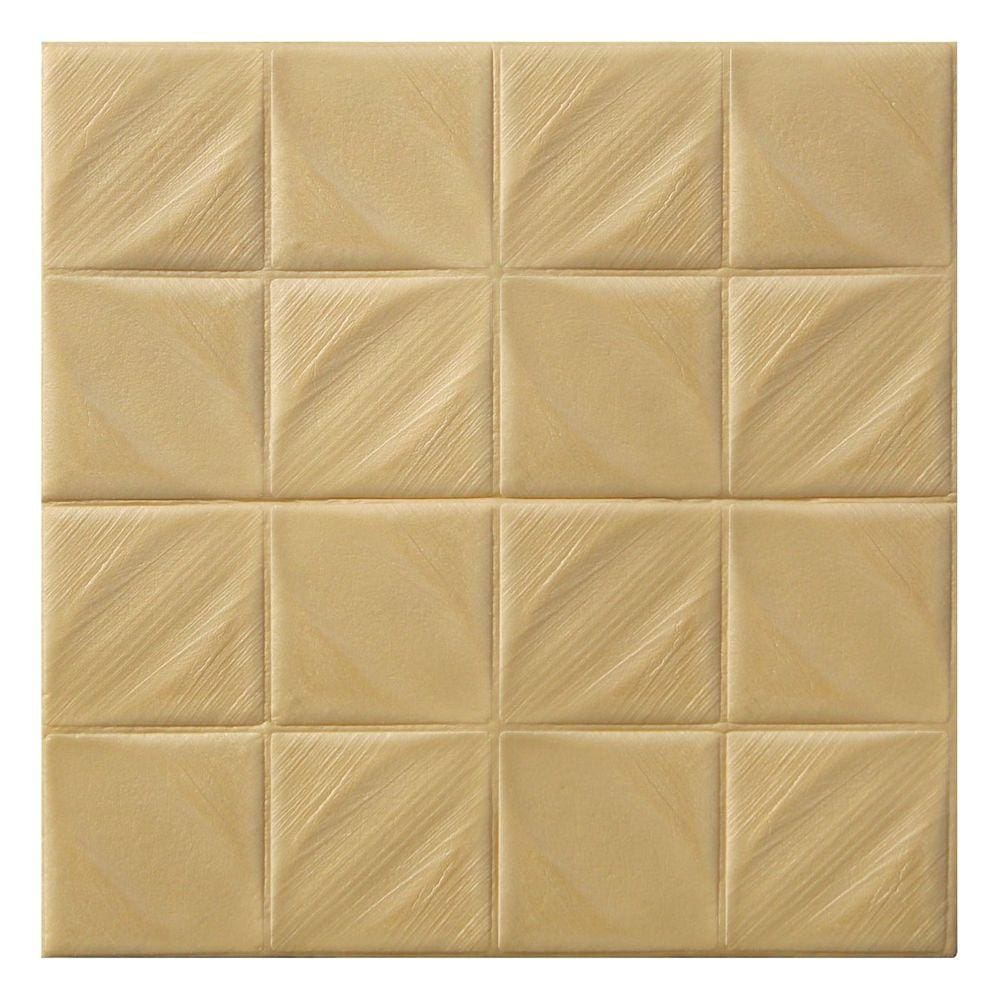 Painel Auto Adesivo Placa 3D Azulejos Dourados 70x70cm