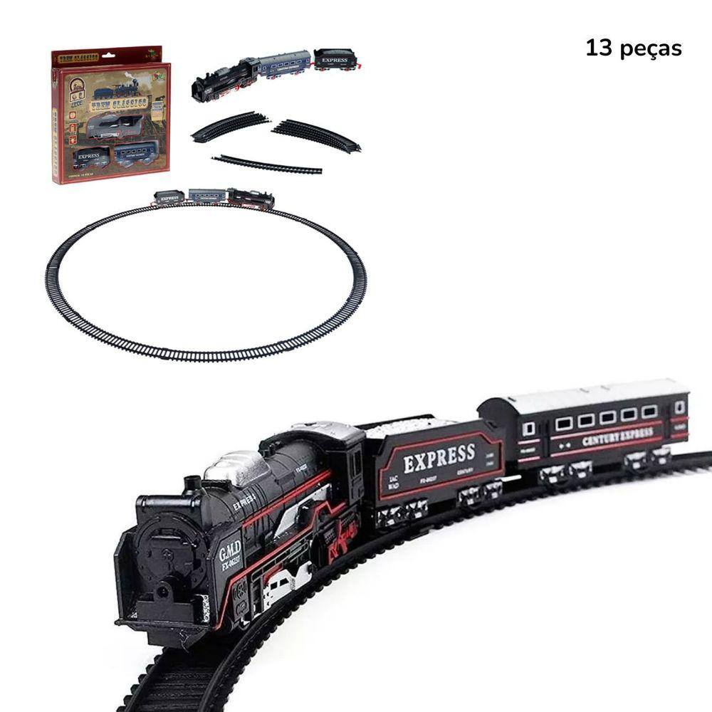 Ferrorama Trem Eletrico Luz E Som 13 Peças Trenzinho Vagões Brinquedo  Ferrorama Trem Divertido com Luzes e Som Pista Zoop Toys Original