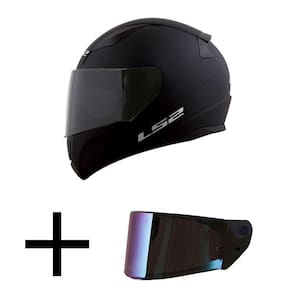 Capacete LS2 FF353 Rapid Monocolor Preto Fosco Mais Viseira Camaleão