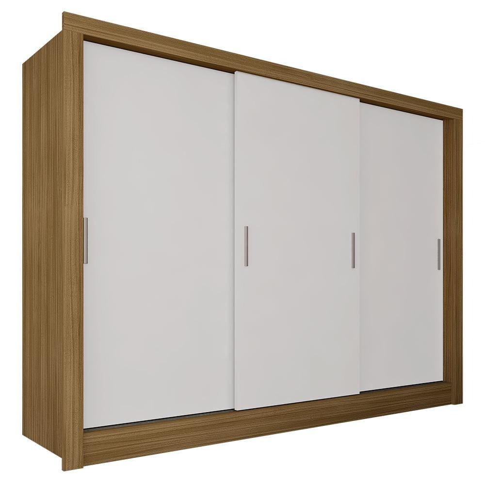 Guarda Roupa Casal 3 Portas De Correr 4 Gavetas Aghata Bor/branco - Ma