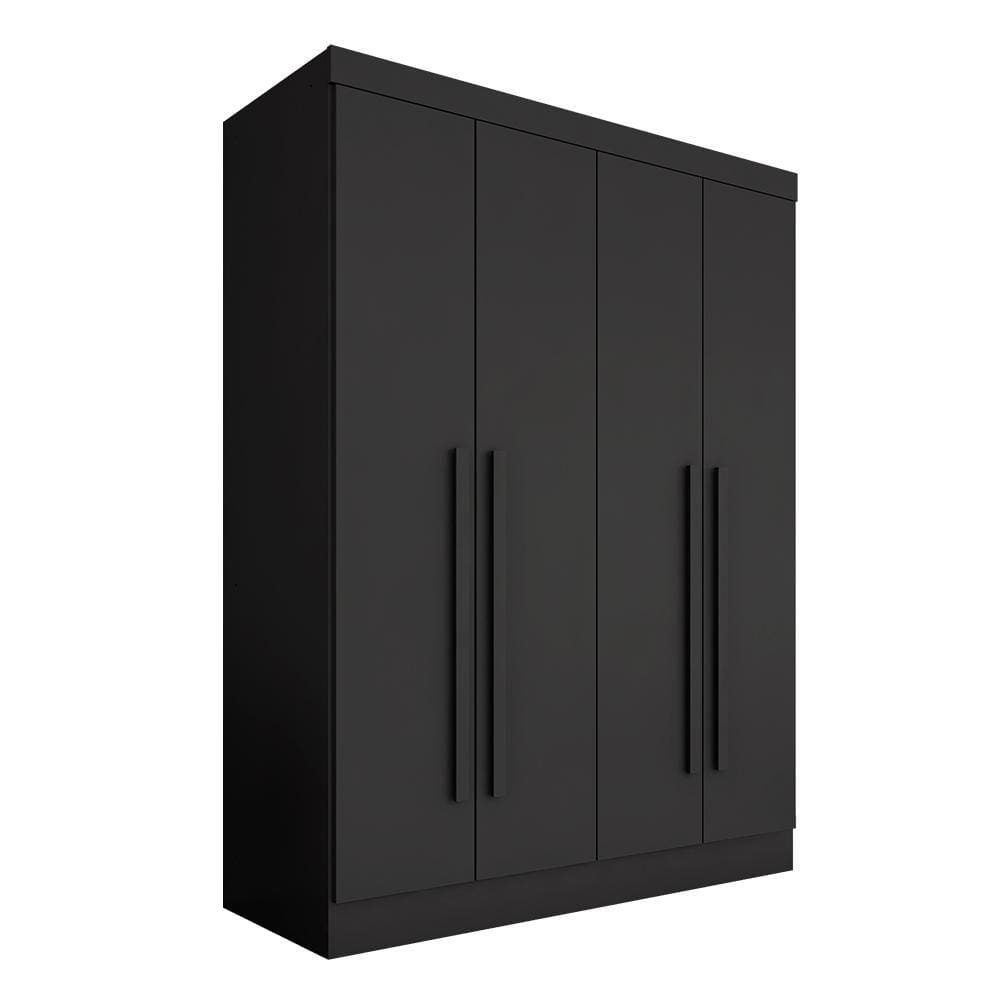 Guarda Roupa 4 Portas Solteiro Mayra Preto - Móveis Arapongas