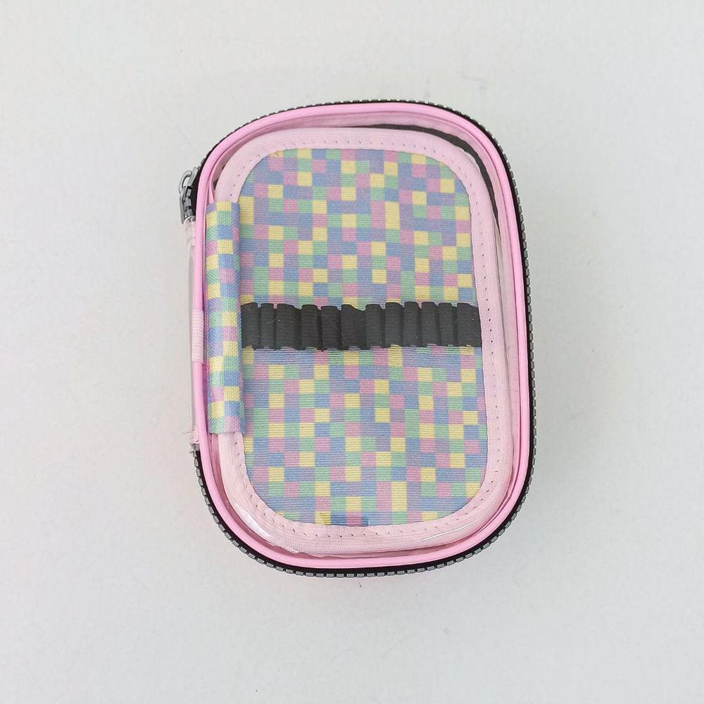 Estojo Box Cristal Rosa 100 Pens Com Divisória Estamparia - Fizz / Material Escolar / Papelaria / Estojo