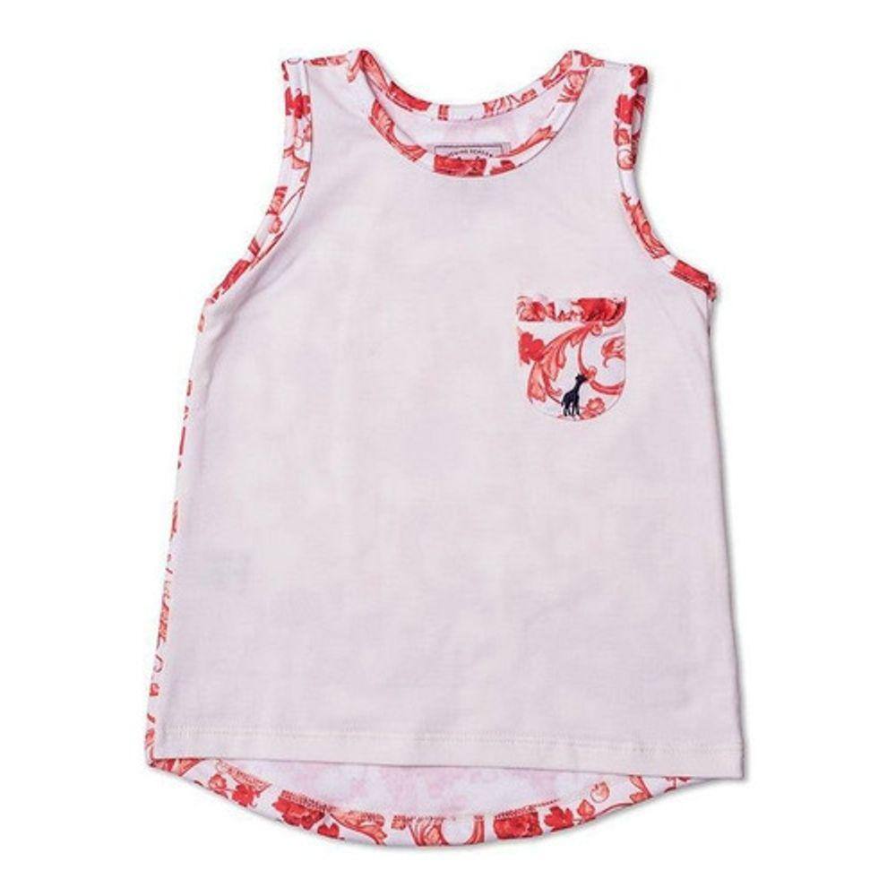 Regata Infantil Com Bolso Floral Laranja Toffee - Nº03