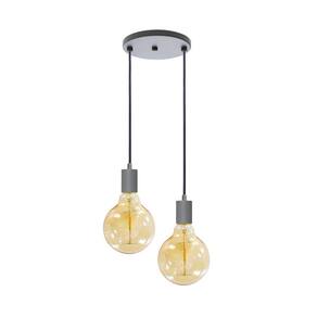 Pendente Soquete Duplo Alumínio Cinza P/ 2 Lâmpada E27 St1696