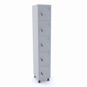 Roupeiro De Aço 1M 05 Portas Fechadura Pandin - Cinza