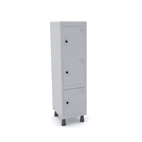 Mini Roupeiro De Aço 3 Portas Pitão Pandin - Cinza
