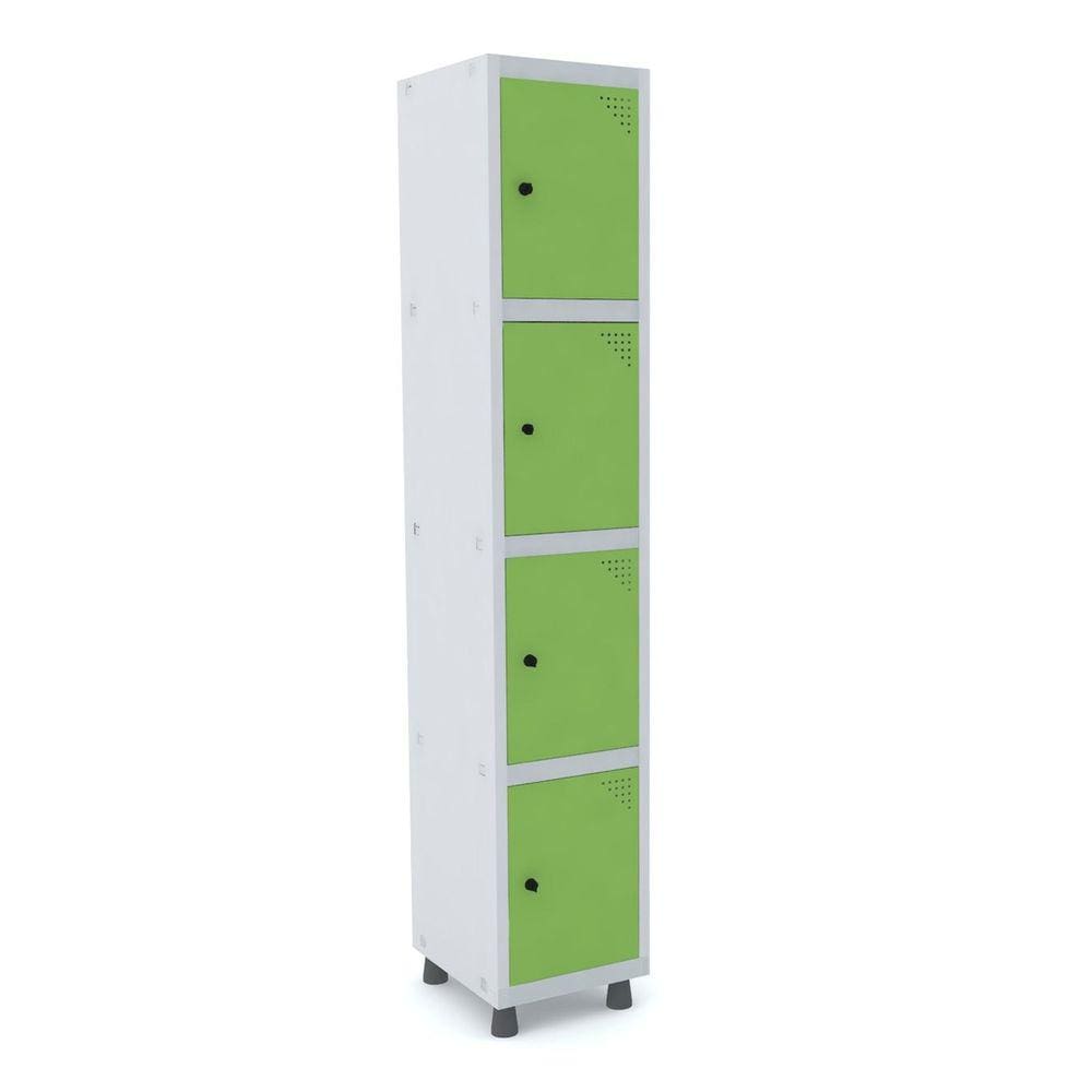 Roupeiro De Aço 1M 04 Portas Pitão Pandin - Cinza/Verde