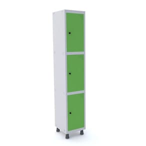 Roupeiro De Aço 1M 03 Portas Pitão Pandin - Cinza/Verde