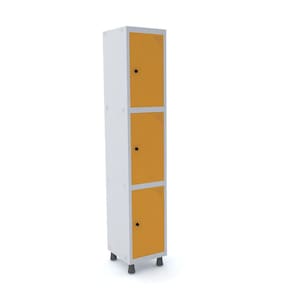 Roupeiro De Aço 1M 03 Portas Pitão Pandin - Cinza/Laranja