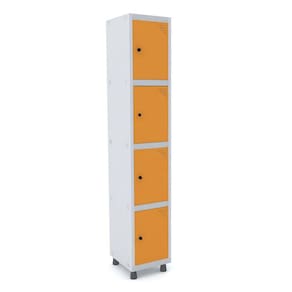 Roupeiro De Aço 1M 04 Portas Pitão Pandin - Cinza/Laranja