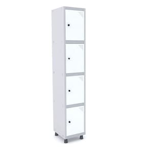 Roupeiro De Aço 1M 04 Portas Pitão Pandin - Cinza/Branco