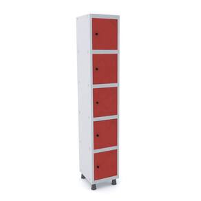 Roupeiro De Aço 1M 05 Portas Pitão Pandin - Cinza/Vermelho