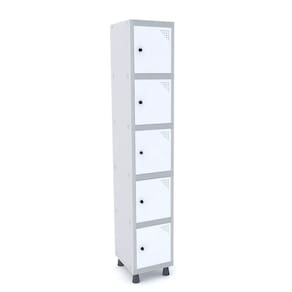 Roupeiro De Aço 1M 05 Portas Pitão Pandin - Cinza/Branco