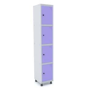 Roupeiro De Aço 1M 04 Portas Pitão Pandin - Cinza/Lilás
