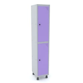 Roupeiro De Aço 1M 02 Portas Pitão Pandin - Cinza/Lilás