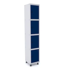 Roupeiro De Aço 1M 04 Portas Pitão Pandin - Cinza/Azul Del Rey