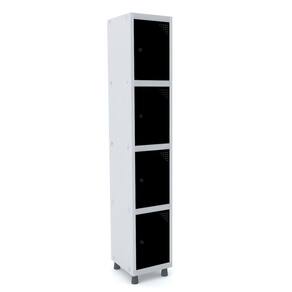 Roupeiro De Aço 1M 04 Portas Pitão Pandin - Cinza/Preto