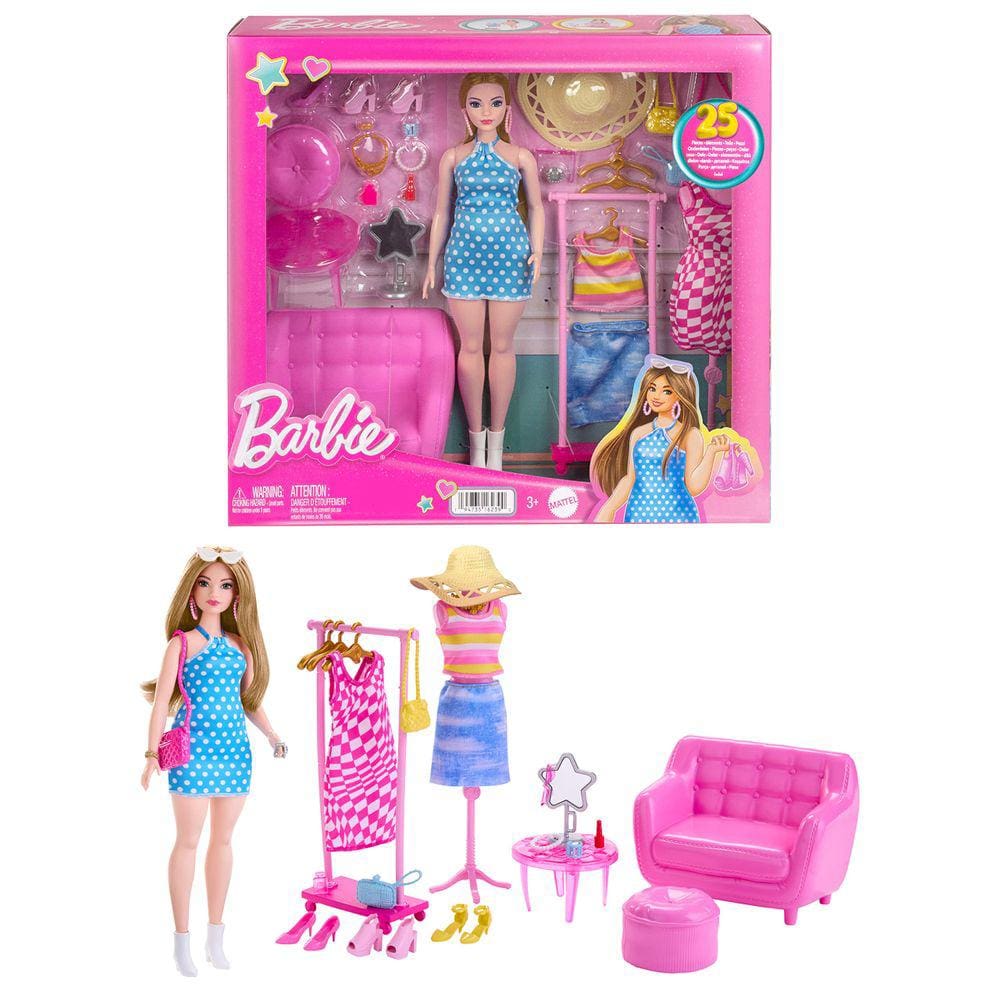 Playset com Boneca e Acessórios – Barbie Dream Closet – Novo