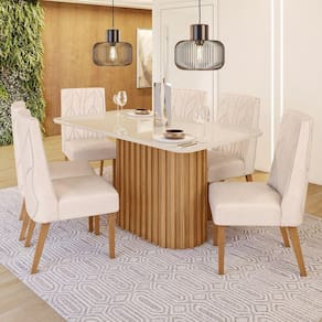 Conjunto Sala de Jantar Tampo MDF/Vidro 6 Cadeiras Helena Espresso Móveis