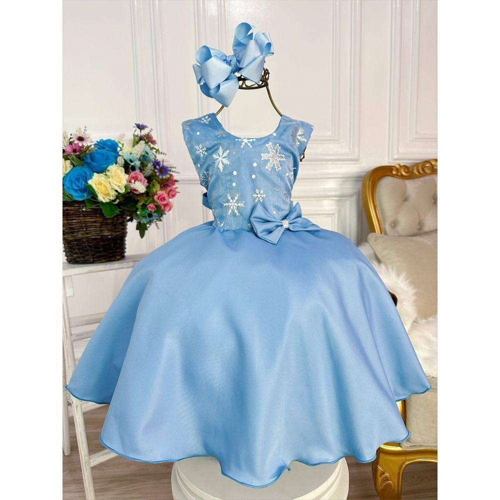 Vestido Infantil Cinderela Azul brilho com tiara - Fabuloso Ateliê