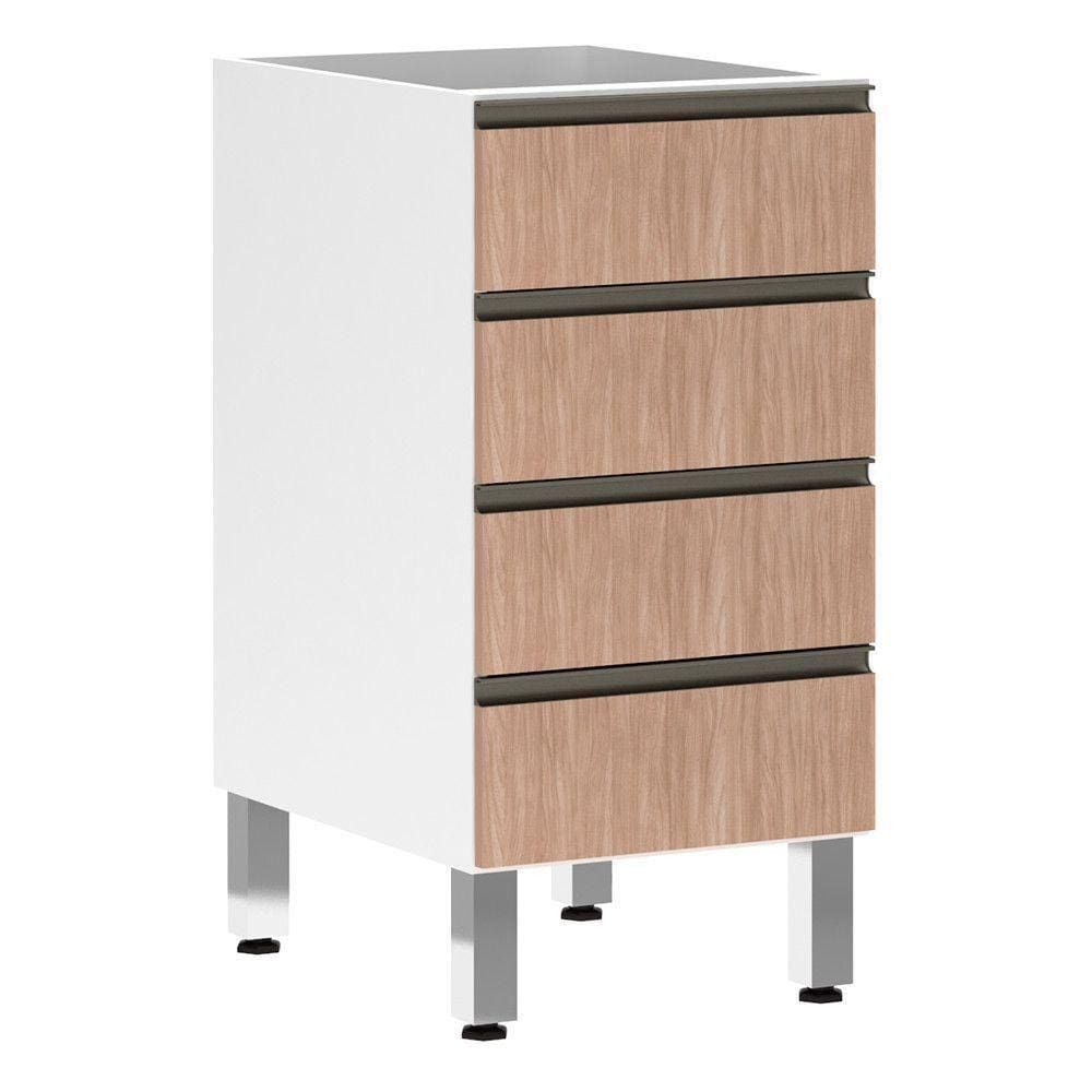 Balcão Sem Tampo 40cm Branco Com Cumaru