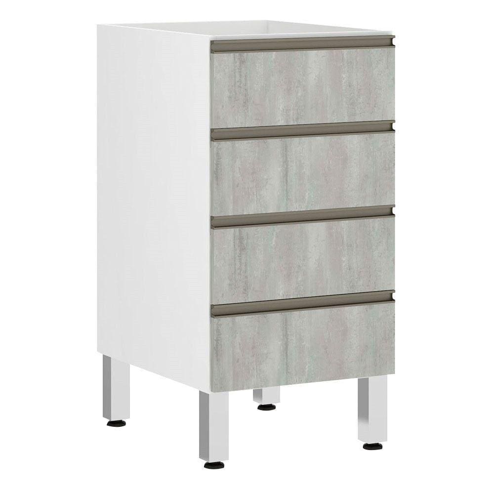 Balcão Sem Tampo 40cm Branco Com Concreto