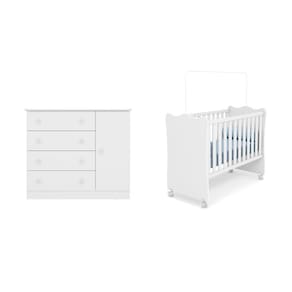 Berço e Cômoda Sapateira Doce Sonho Branco – Qmovi