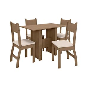 Conjunto Mesa de Jantar Milano 1,08m com 4 Cadeiras  Carvalho/Savana - Poliman