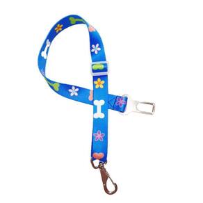 Cinto De Segurança Pet Em Seda Estampada - Azul