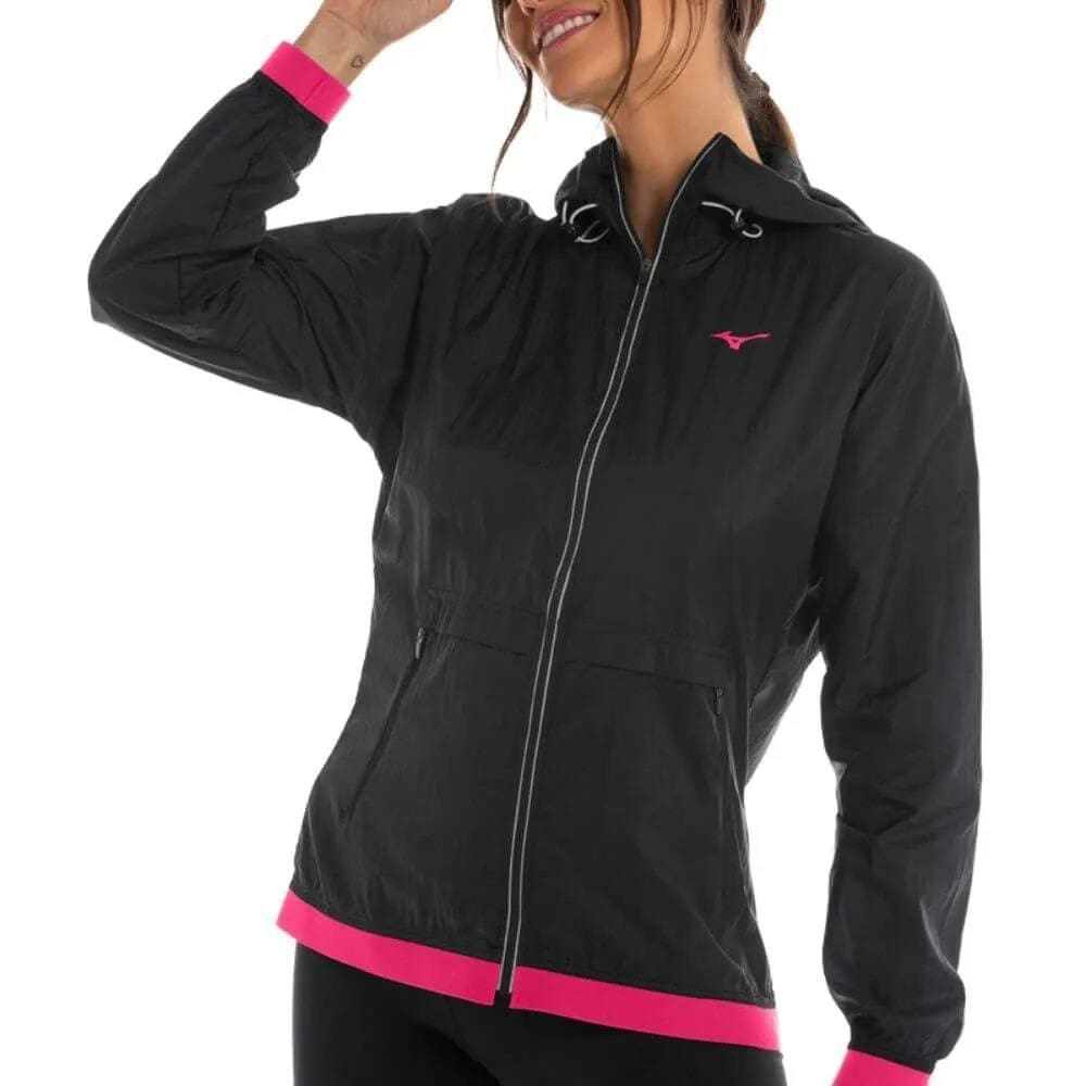 Jaqueta Corta Vento Mizuno Feminina Capuz Zíper Conforto