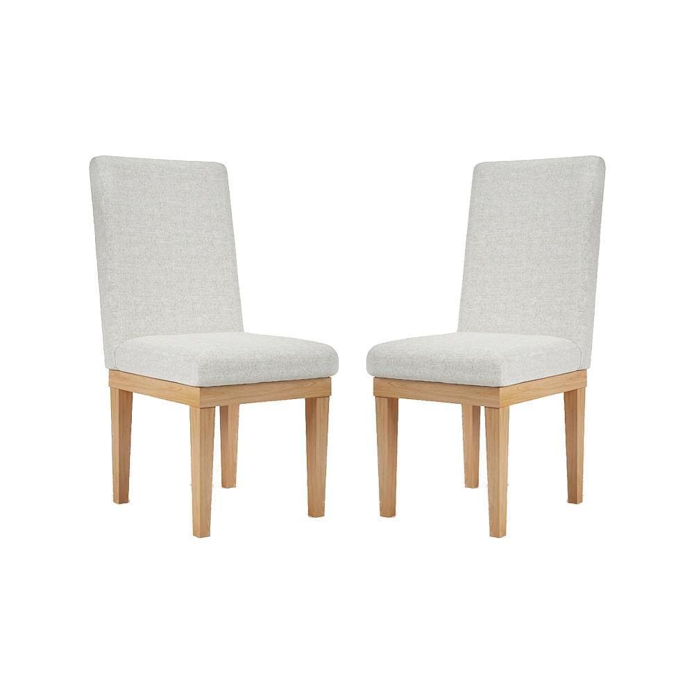 Kit 2 Cadeiras De Jantar Estofadas Para Mesa Tecido Linho
