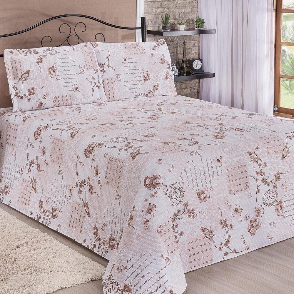 Kit Cobre Leito Casal Super King Bella Piquet 03 Peças