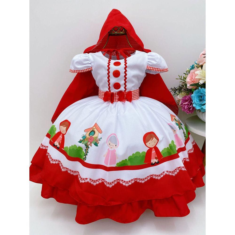 Vestido tema Chapeuzinho Vermelho com Capa