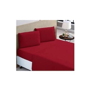 Kit Jogo Lençol Cama Casal Queen 4 Pcs Premiun Liso Vermelho