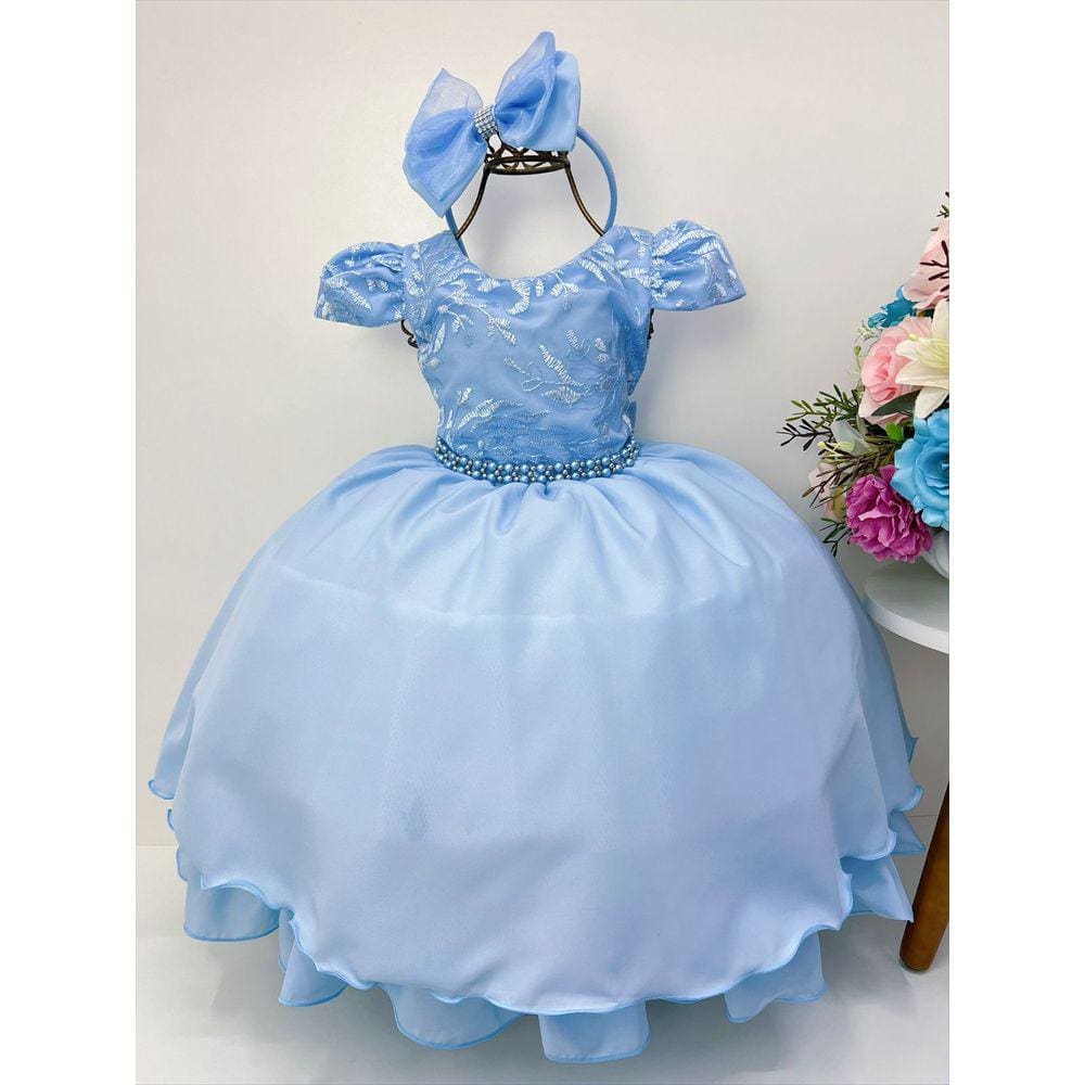 Vestido Infantil Cosplay Cinderela Vestido Princesa Azul Para Festa de  Halloween