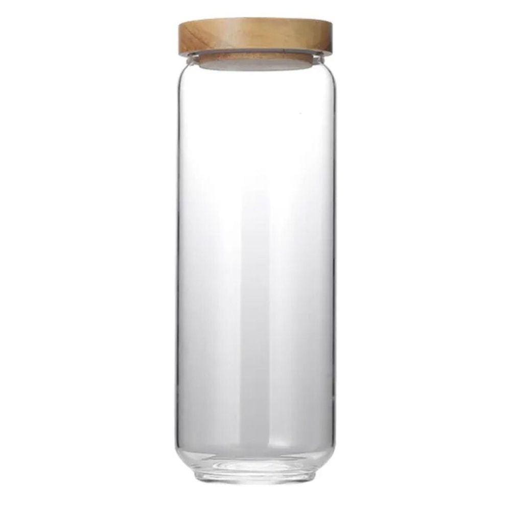 Pote de Vidro Hermético com Tampa De Bambu - 1000 ml