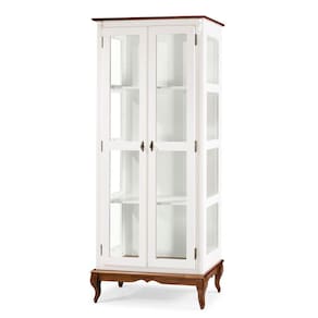 Cristaleira 2 Portas e Laterais em Vidro 3 Prateleiras 60301 Linz Móveis - Branco/Imbuia