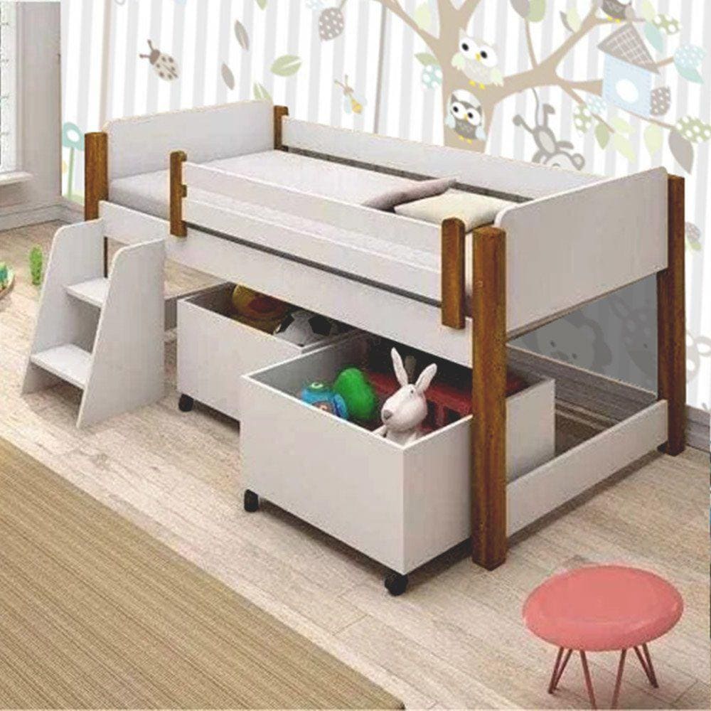 Cama Naty Infantil com Baús e Escada