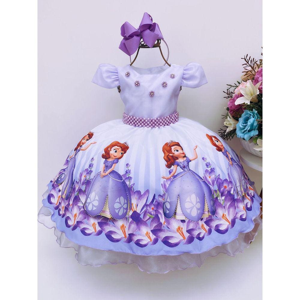 Fantasia Princesinha Sofia Lilas Bebe Infantil Carnaval Luxo