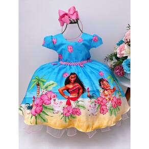 Vestido Infantil Moana Baby Festa Luxo Aniversário Promoção