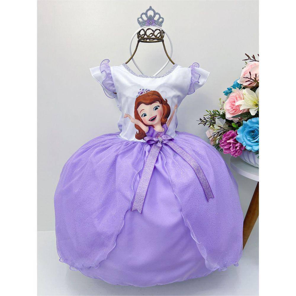 Vestido Princesa Sofia Rapunzel Jardim Encantado Luxo