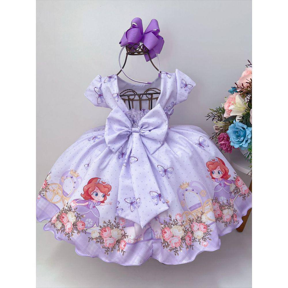 Vestido Infantil Princesa Sofia Lilás Aniversário Temático - Tio